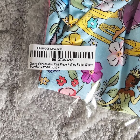 NWT Posh Peanut Disney Princess Flutter Sleeve One Piece Swimsuit Size 12-18 mon - Picture 4 of 7